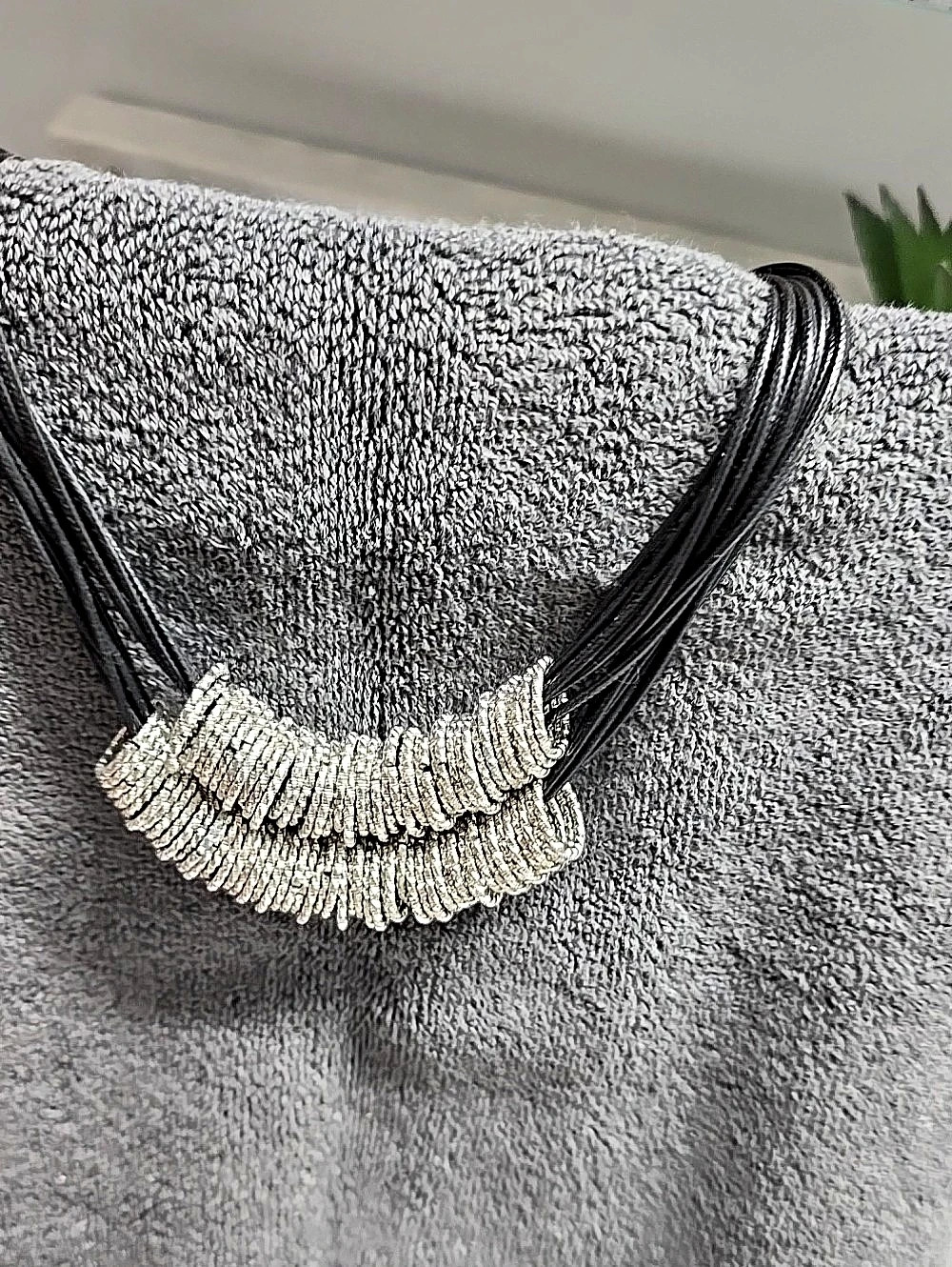 Black & Silver Multi-Strand Necklace 17"